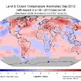 A média das temperaturas na superfície e oceanos para setembro de 2012 se equiparou a 2005 como o setembro mais quente já registrado, com 0,67ºC a mais do que a […]