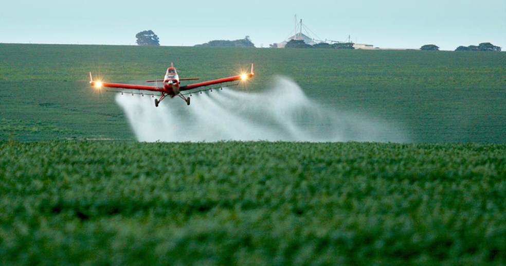 Aplicação de agrotóxico feita por avião — Foto: Agência Brasil