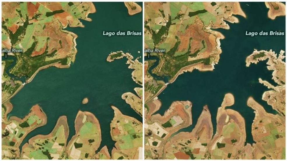 Imagens da Nasa mostram antes e depois da maior seca no Brasil em quase um século